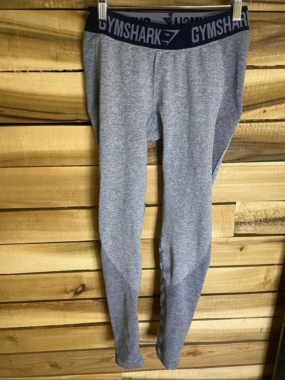 Gymshark Heather Gray Seamless Leggings with Black Branded Waistband medium